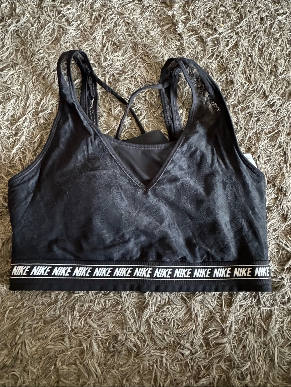 NIKE SWOOSH CLASSIC FLORAL LACE MEDIUM SUPPORT SPORTS TRAINING BRA size L